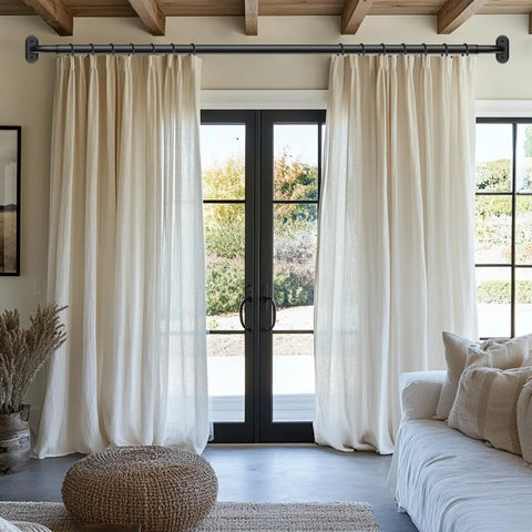 Wrap Around Curtain Rods Beefy Blackout Heavy Duty 1 Inch Curtain Pole For Windows 48 To 84 Inches Matte Black All Metal Construction