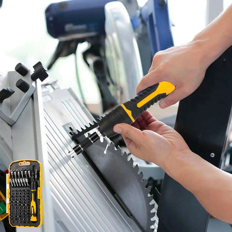 Using the 75-In-1 Precision Screwdriver Set With 67 Magnetic Bits And Mini Wrench For Electronics Repair on a machine.