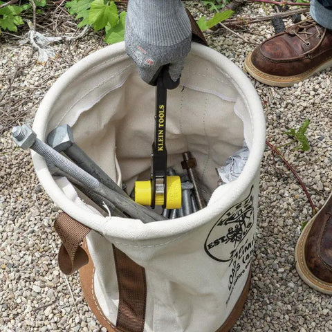 12 Inch Canvas Utility Bucket With Leather Bottom And Reinforced Leather Rim Natural Color With Multicolor Trim