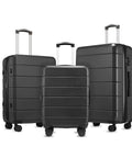 YOETEY 3-piece black hardside luggage set with spinner wheels (20/24/28 in)