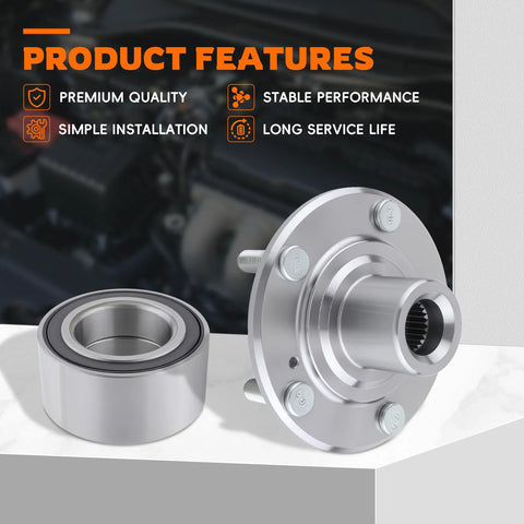 2 Piece Front Wheel Hub Bearing Kit For Honda Civic Accord Insight And Acura ILX TL TSX 1.5L includes hub and bearing
