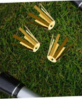 Universal Brass Golf Shaft Adapter Shims And Octopus Spacers Rig ready, three brass shims on grass surface for grip installation.