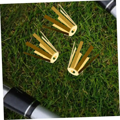 Universal Brass Golf Shaft Adapter Shims And Octopus Spacers Rig ready, three brass shims on grass surface for grip installation.
