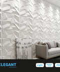 Lit 3D PVC Wall Panels Matte Black Geometric Decor Kit For DIY Accent Walls installed in modern living room