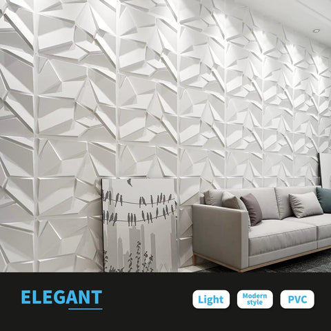 Lit 3D PVC Wall Panels Matte Black Geometric Decor Kit For DIY Accent Walls installed in modern living room