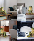 Mini Frog Garden Statue With Solar Lights in living room, bedroom, office, and car settings, cute fairy garden decor.