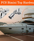 12 Piece Bimini Top Hardware Kit With Eye End Caps, Jaw Slides And Deck Hinges, Quick Release Pins, Pro Grade