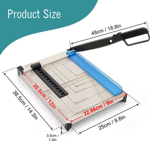 EXTRIC 12in paper cutter with safety guard and blue guide fence