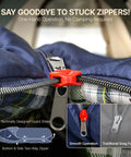 Close-up of zipper on Kids Sleeping Bag For Sleepovers And Camping 3 Season Warm And Cool Lightweight and Washable