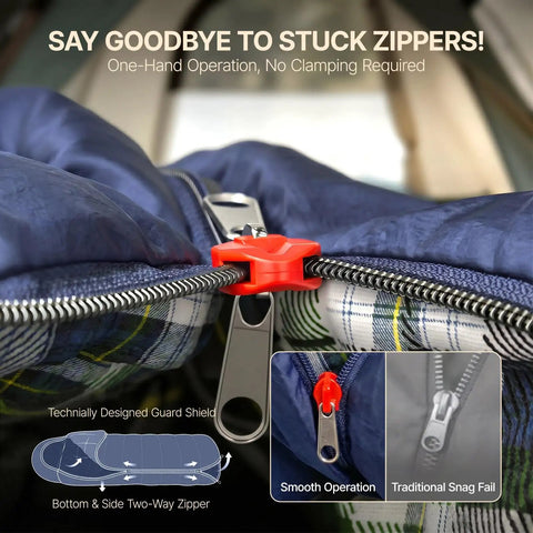 Close-up of zipper on Kids Sleeping Bag For Sleepovers And Camping 3 Season Warm And Cool Lightweight and Washable