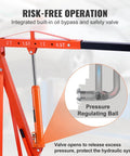 8 Ton Hydraulic Long Ram Jack For Engine Hoists And Cranes, safety valve close-up, ideal for garage, shop, farm use