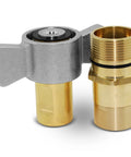 3/4 in NPT wet-line hydraulic quick-disconnect coupler set with brass fittings and silver-gray body, Summit.