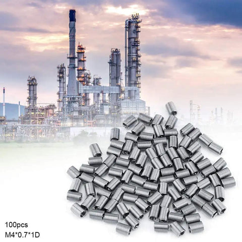 Get 100 M4 Stainless Steel Thread Inserts To Beef Up Damaged Holes Fast, showing coiled inserts for repairs in aluminum.