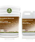 Top Notch Wetlook Paver Sealer and Joint Sand Stabilizer for Brick Patios and Concrete Walkways and Natural Stone 5 Gallon kit with two part components.