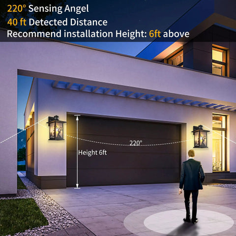 2 Pack Outdoor Wall Sconce Lights With Motion Sensor And Dusk To Dawn Waterproof Exterior Porch Garage Patio Lanterns With Toughened Glass Shade And E26 Socket Bright Yet Energy Smart Easy Install