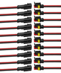 2 Pin Waterproof Electrical Connector Set For 16 AWG Wires IP65 Rubber Sealed Car Truck Boat Motorcycle Connectors.