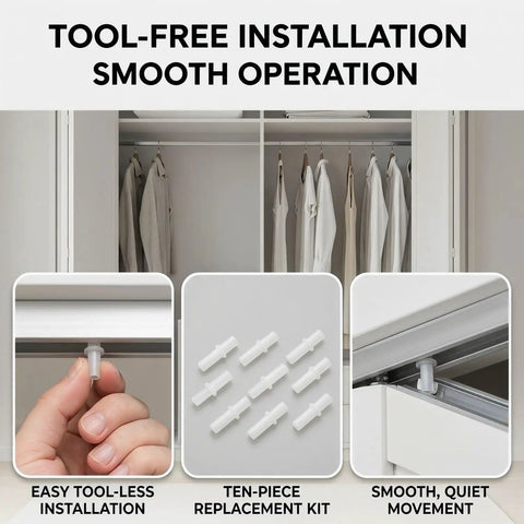 Beefed Up Bi Fold Door Top Pivot And Guide Replacement Hardware Kit Three Eighths Inch OD for folding closet doors shown installed.