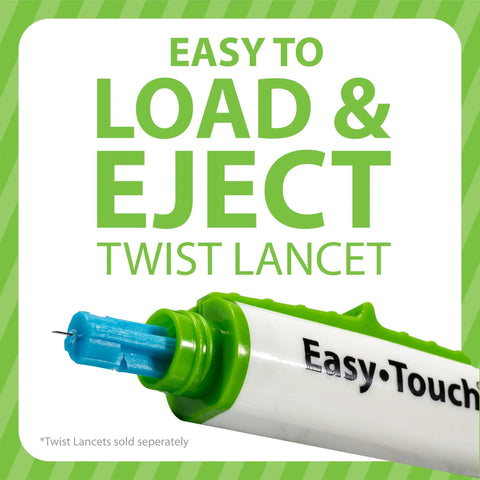 Pain Free Lancing Device With Ejector For Easy Diabetes Testing, Adjustable Depth, Vibration Control, Twist Lancet Disposal, And Broad Compatibility With Most Lancets, green and white