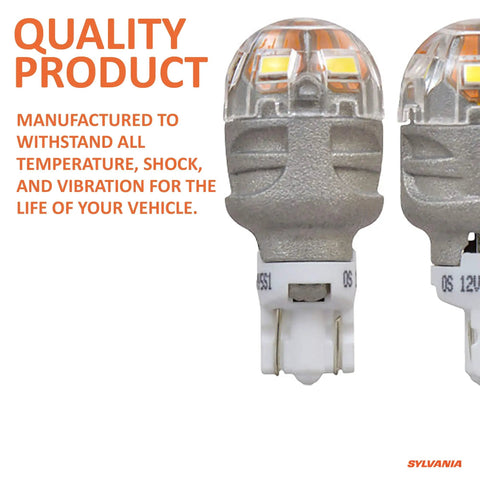 Ultra Bright 921 T 16W W16W ZEVO LED Interior Bulbs 6000K White For Map Dome Trunk Cargo And License Plate Pack Of 2 Replace In Pairs For Sharper Whiter Lighting That Pops, close-up view with durability text