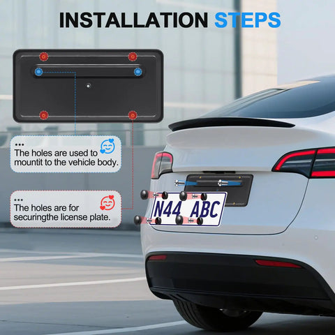 Rear License Plate Frame And Holder For Tesla Model 3 And Model Y 2017-2023 2020-2024 No Fuss Anti Theft Screw Kit Easy Install