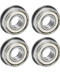 FR6ZZ Flanged Ball Bearing Three Eighths Inch By Seven Eighths Inch By Nine Thirty Seconds Inch Double Shielded Chrome Steel ABEC1 Built To Last With Max Wear Resistance Easy Maintenance Four Pack shown in a group of four