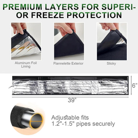 Outdoor Water Pipe Heating Blanket With 9.8 Foot Cord No-Fuss Freeze Prevention Heat Tape showing aluminum foil lining and fit