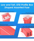 Fuses Assortment Kit With Standard And Small Blade Fuses 304 Pcs Box Shaped Set Includes Low And Tall Profile Fuses And Puller