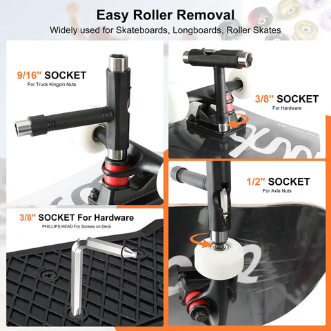 All In One Skate Bearing Cleaning Kit Portable Maintenance System with T Tool for skateboards and roller skates