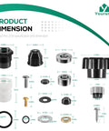 Wall Hydrant Repair Kit Complete Service Rebuild For 300 400 500 Series Mansfield Style And 300 400 Series Wall Hydrants Includes Stem Vacuum Breaker And Handle For Easy Install product dimensions and components overview.