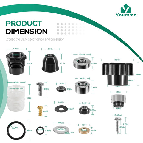 Wall Hydrant Repair Kit Complete Service Rebuild For 300 400 500 Series Mansfield Style And 300 400 Series Wall Hydrants Includes Stem Vacuum Breaker And Handle For Easy Install product dimensions and components overview.