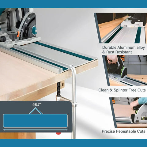 55 Inch Track Saw Guide Rail Joining Set For Makita And Festool Including 55 Inch Extruded Rail And Tracksaw Guide Wen Kit Compatible With Bosch GKT 18V 52 GC And Other Popular Track Saws