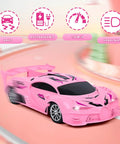 Pink Remote Control Car For Girls With Rechargeable Battery High Speed Drift RC Toy One Eighteenth Scale on racing track