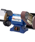 No Sweat Heavy Duty 2X36 Belt Grinder Attachment With One Horsepower Motor Bench Grinding Kit with 8 inch wheel and brush.