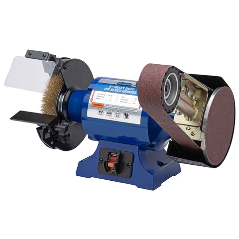 No Sweat Heavy Duty 2X36 Belt Grinder Attachment With One Horsepower Motor Bench Grinding Kit with 8 inch wheel and brush.