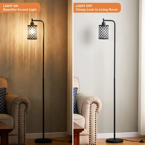 Crystal Floor Lamp With On Off Foot Switch, Tall Modern Standing Lamp for Living Room, LED bulb illuminating crystal lampshade