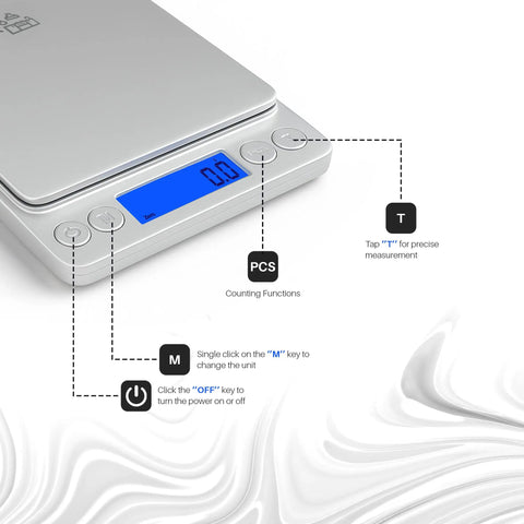 Compact Digital Kitchen Scale With Pro Grade Multi Unit Conversion Grams Ounces Pennyweights Troy Ounces Grains And Carat 0.1g To 3kg Precision
