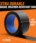 All Weather Duct Tape Black 1.88 Inch By 25 Yard Six Pack Waterproof Tape with UV Resistant Shell for outdoor repairs