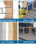 Invisible Cable Railing Kit With Swage Tensioners And Hidden Terminals, 20 Pairs One Eighth Inch Stainless T316 Threaded Studs