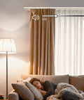 Heavy Duty Double Curtain Rod Set For Windows With Aluminum Brackets And Silent Dual Track System Decorative White Curtain Rail For Room Divider Tough As Nails For Bedroom And Living Room Drapes 180 Inch Length with brown and white curtains