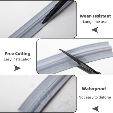 118 Inch Window Weather Stripping And Door Seal Strip Self Adhesive PU Foam Insulation being cut to size, waterproof feature