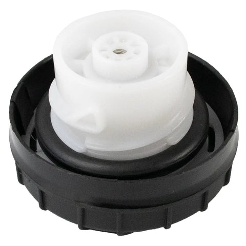Gas Cap Fuel Tank Cover Cap 10838 Direct Replacement For Nissan Frontier 2001-2011, black and white plastic cap, close-up view.