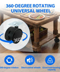 Heavy Duty 1.5 Inch Slick Rolling Casters Set Of Four Featuring Rock Solid Wheel Brakes And Rust Free Stainless Steel Bolts For Hassle Free Setup On Furniture Carts Shelves, 360-degree rotating wheel shown.