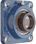 Rugged Cast Iron Ball Bearing Flange Unit With 4 Bolts And Eccentric Collar For Solid Shaft Locking On 1-3/4 Inch Bore close-up view.
