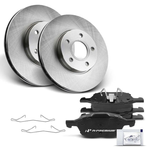 10.94 Inch Front Vented Disc Brake Rotors With Ceramic Pads Kit For Ford Focus 2012 to 2018 And Volvo C30 2012 to 2013