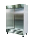 Heavy Duty Commercial Refrigerator With Adjustable Wire Shelves And Digital Led Display 48 Cubic Feet Stainless Steel kitchen unit with double doors.