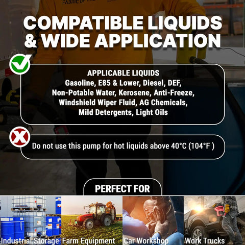 Top Tier Heavy Duty 12 Volt Electric E85 Transfer Pump Delivering No Sweat Operation And Straight Fire 4.2 Gpm Flow With Secure Locking Valve for diverse liquids.