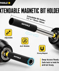 All In One 14 Piece Impact Socket Adapter Kit With Quick Release Magnetic Drill Bit Extensions showing extendable holder
