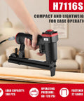 Person using 22 Gauge 3/8 Inch Crown Pneumatic Upholstery Stapler For 71 Series Staples, 1/4 To 5/8 Inch Length in a living room setup