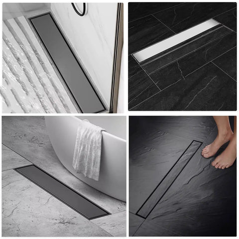 Sleek Tile Flush Linear Shower Drain With Ultra Fast Drainage And Rock Solid 304 Stainless Steel Build designed for modern bathrooms.