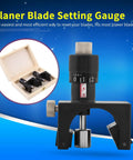 Magnetic Blade Setting Jigs 2-Piece Gauge Knife Setter For Woodworking, shown with adjustable height and cutter diameter settings.